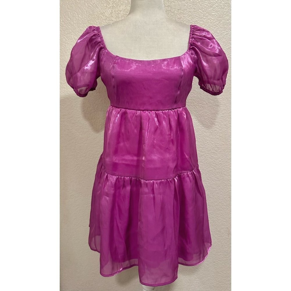 Crystal Sky Fuchsia Purple Bubble Babydoll Party Dress